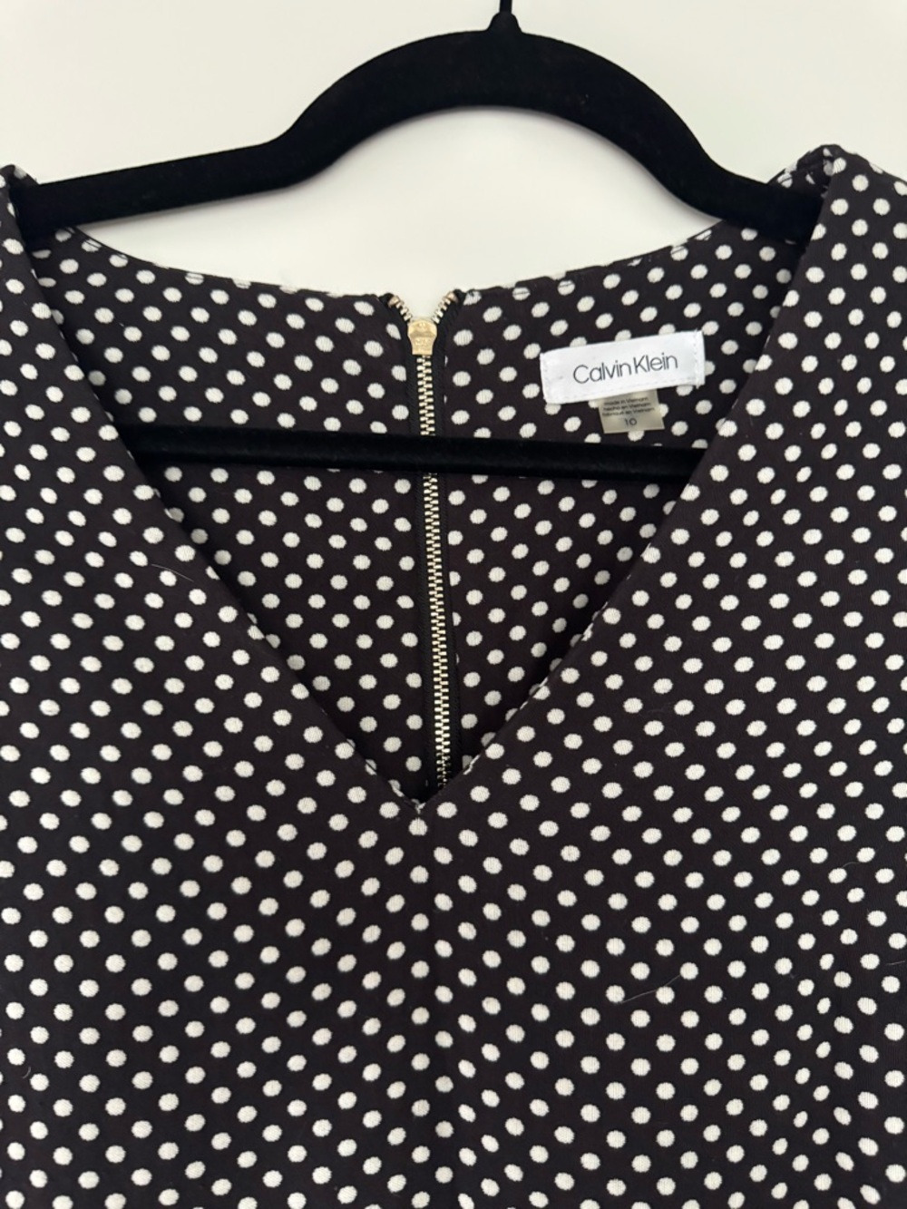 Calvin Klein Black Polka Dot Cap Sleeve Dress - Picture 2 of 4